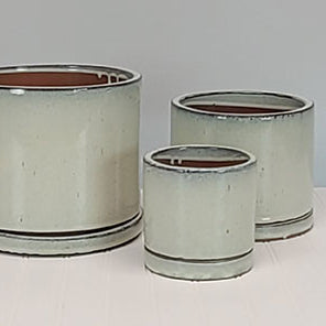 Cylinder Glazed Pot - Cream