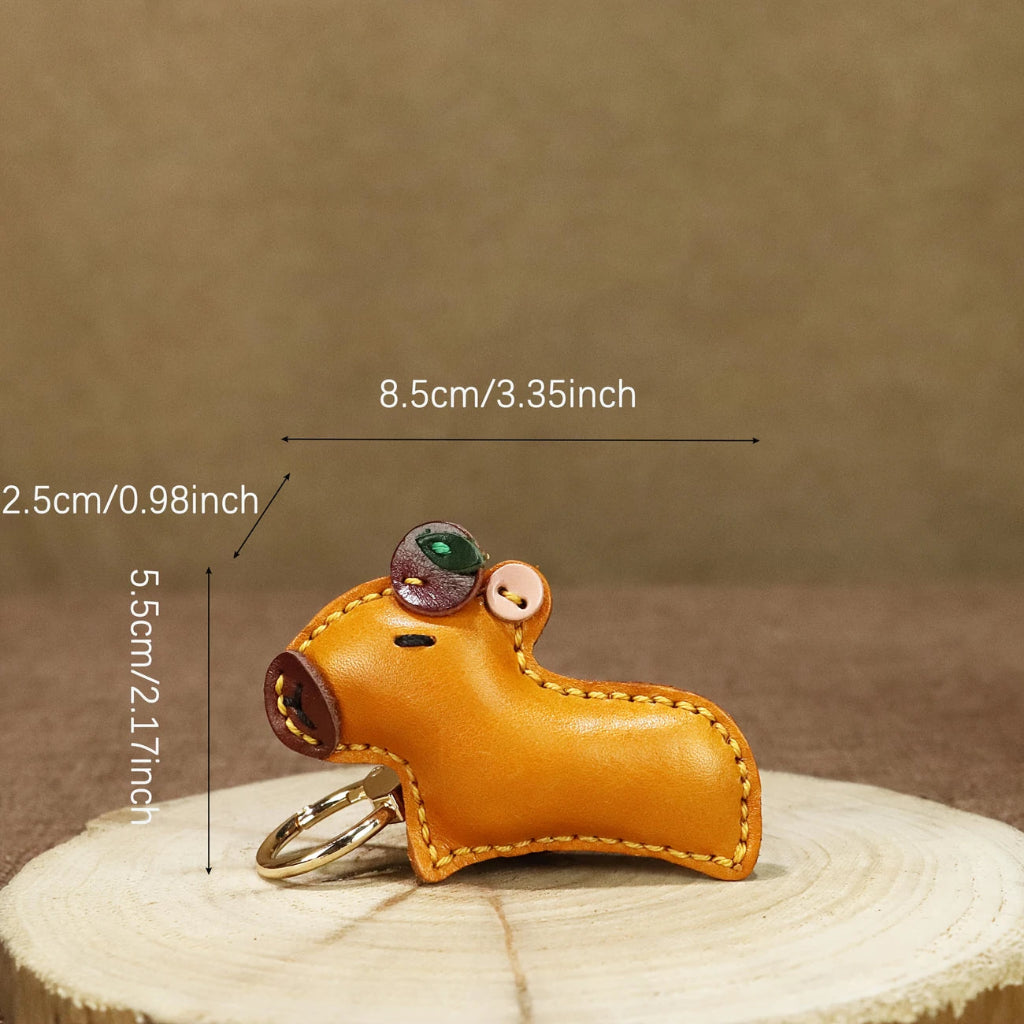 Capybara leather charm