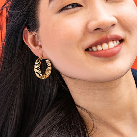 Gretchen Honeycomb Hoop Earrings