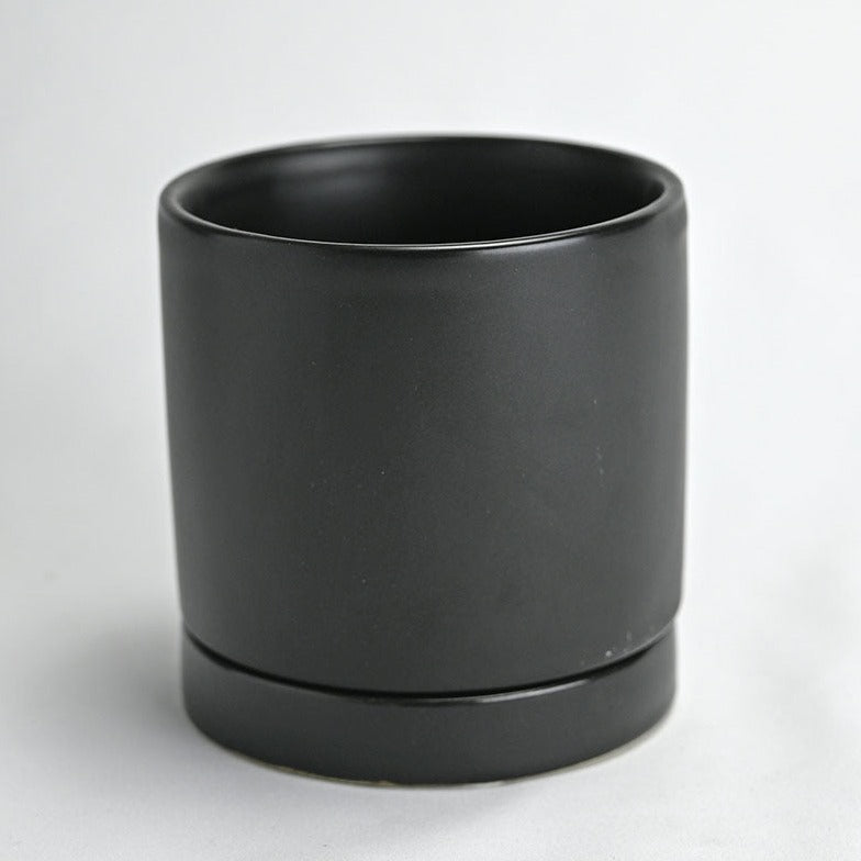 PLANTERS - Contemporary Cylinder With Sauce - Matte Black 3.5"