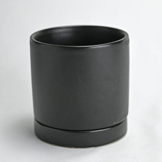PLANTERS - Contemporary Cylinder With Sauce - Matte Black 3.5"