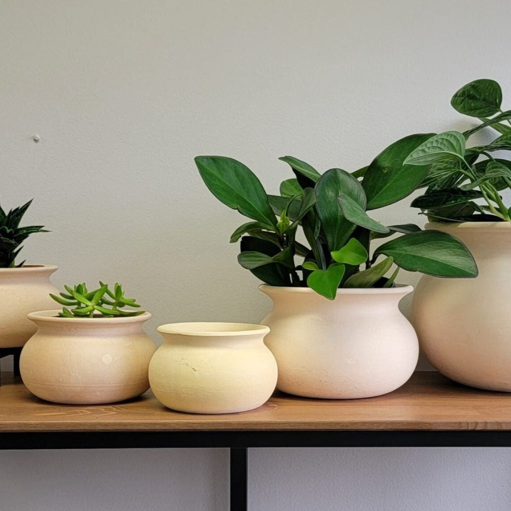 PLANTERS - Vietnamese Hand Wash Pot - Mottled Buff Terracotta, 6"D