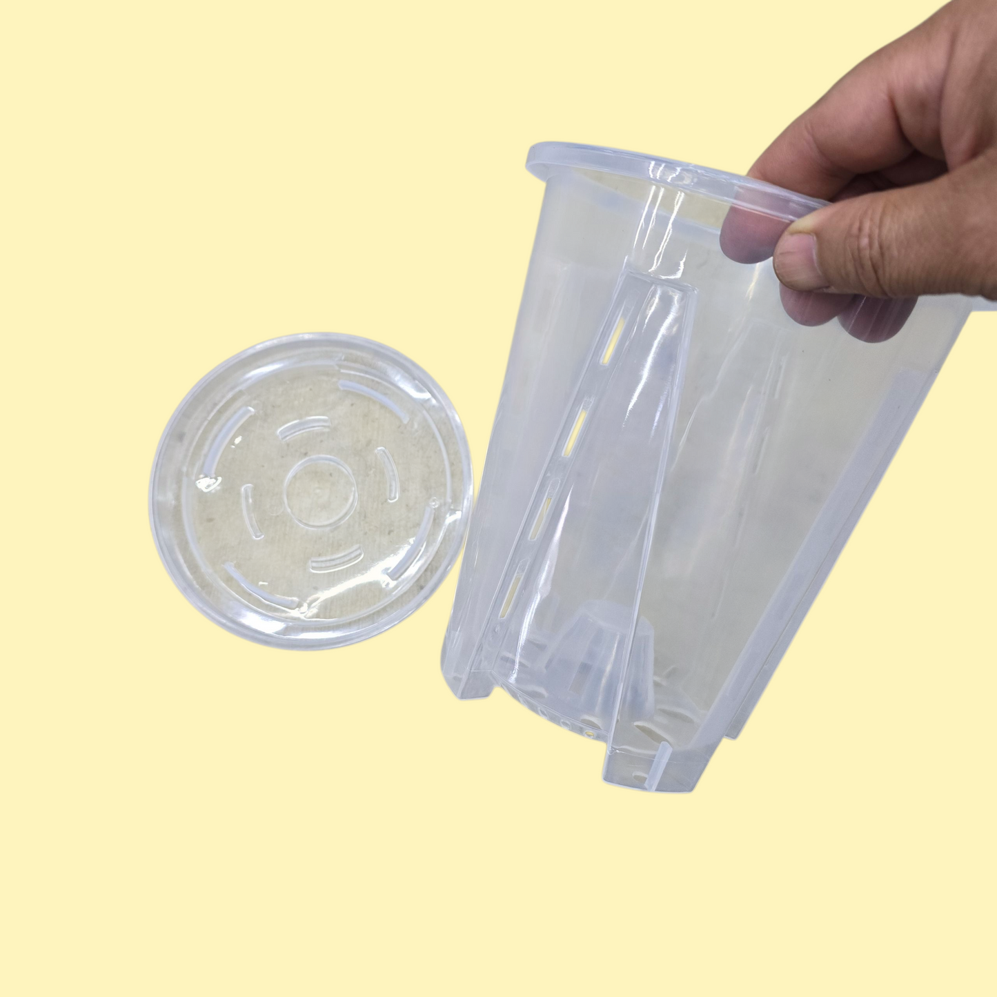 Clear Orchid Pot w/ Saucer - 6"