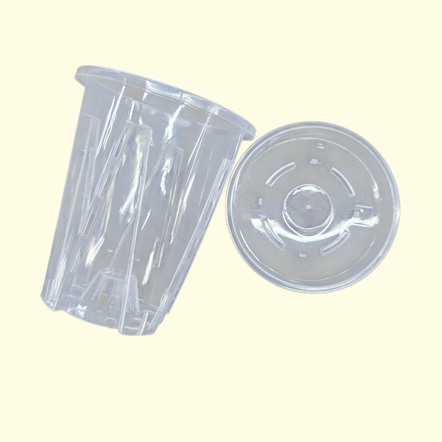 Clear Orchid Pot w/ Saucer - 4"