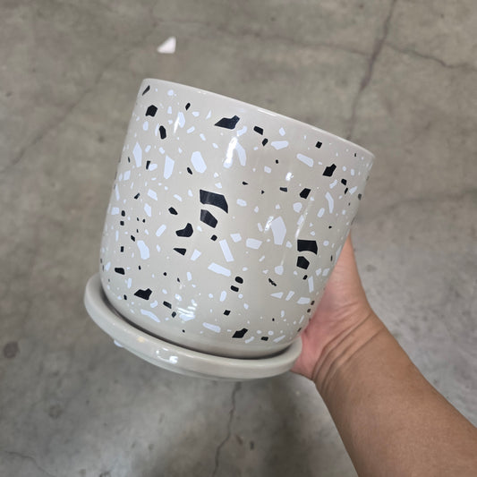 Terrazo Speckled Planter  - 6" (grey)