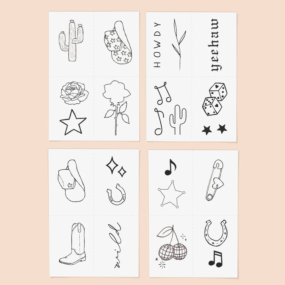 Disco Cowgirl Temporary Tattoos