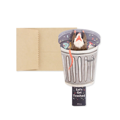 Funny Trash Possum Interactive Mini Pop-Up Greeting Card