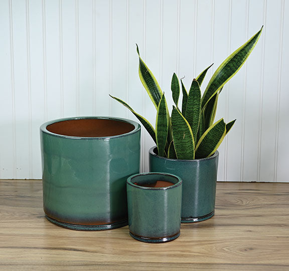 Cylinder Glazed Pot - Jade