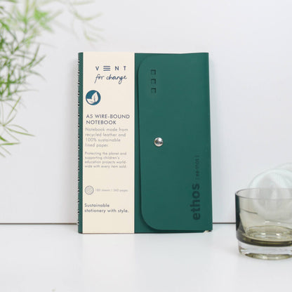 A5 recycled leather wire-bound folio – EDIT
