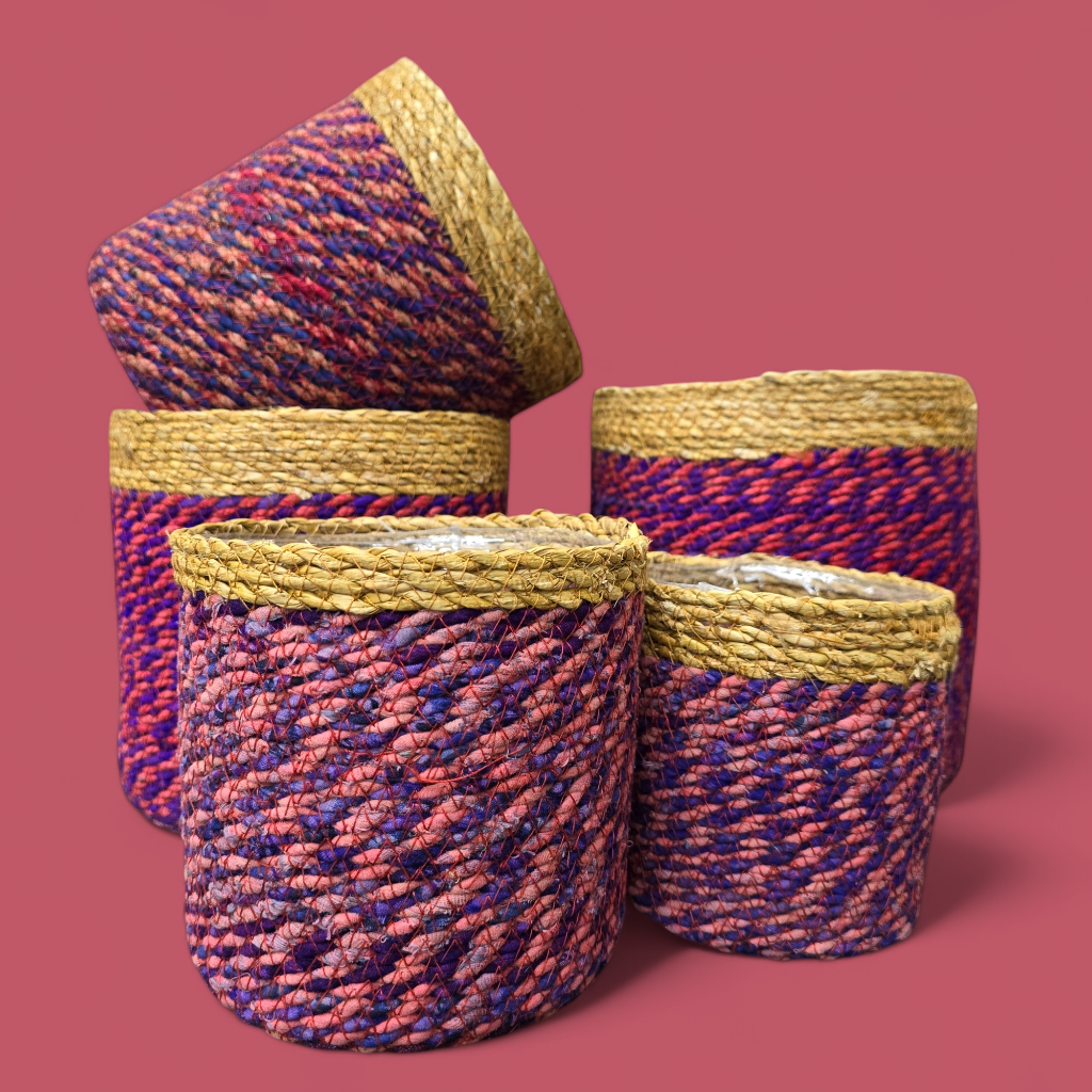 Jute Planter - Red/Purple