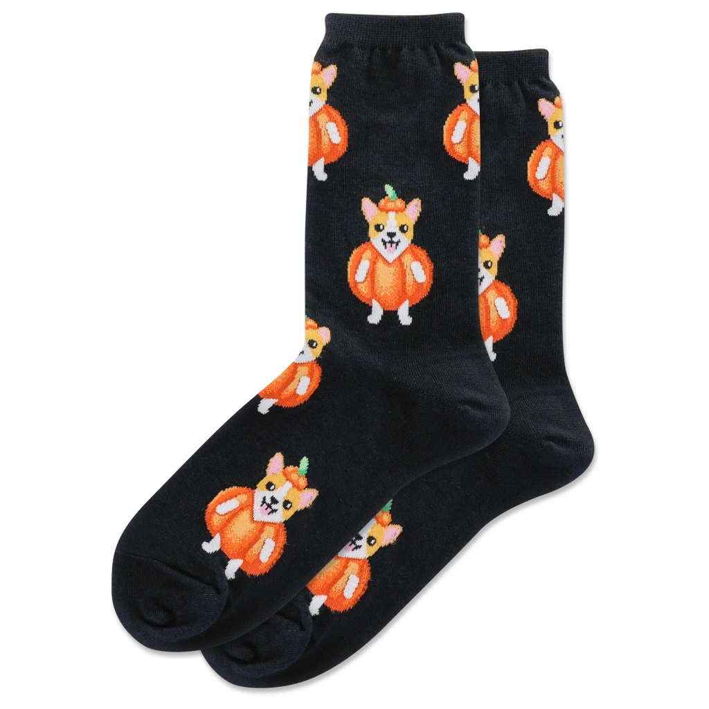 Pumpkin Corgi Crew Socks