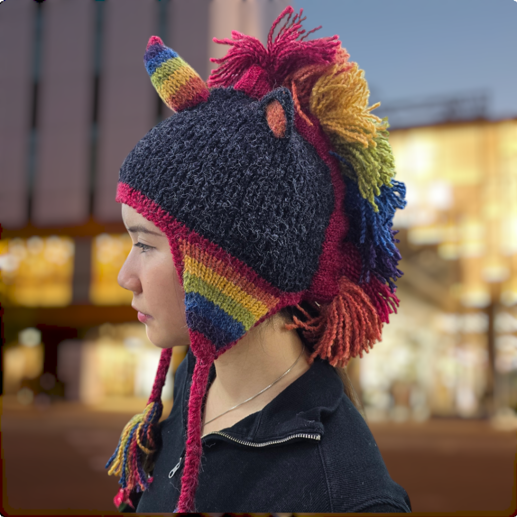 Handknit Unicorn Winter Hat