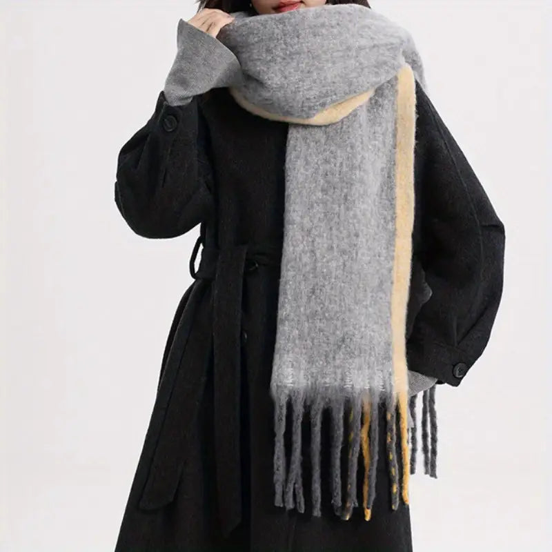 Oversize Scarf - Grey/Mustard