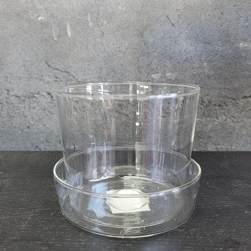 GLASS PLANTER W/ SAUCER - 4.75